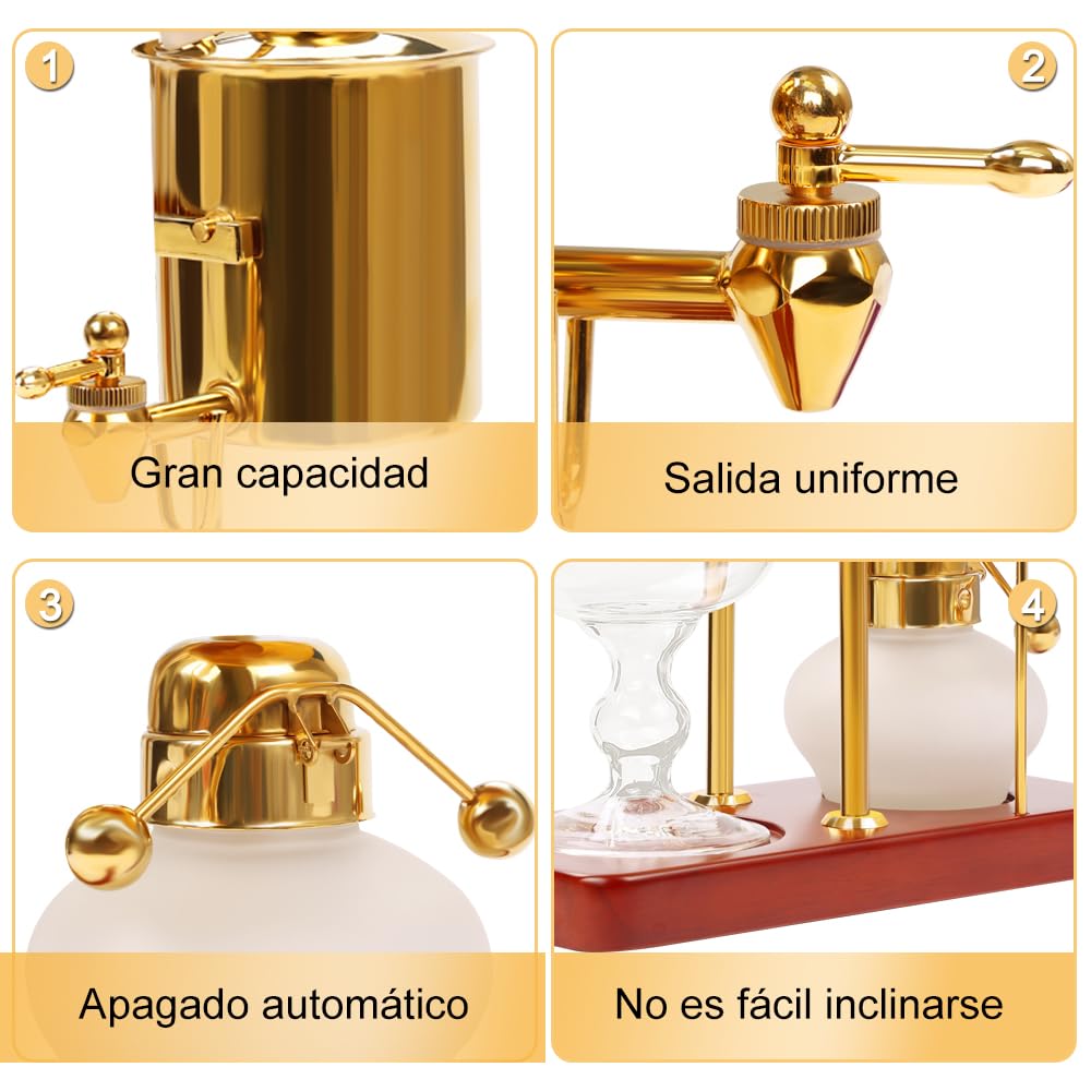 Gopnaty Sifón de Lujo para Café y té Belga, Sifón de Equilibrio Familiar Belga, Cafetera de Sifón con Manual de Lujo, Cafetera de Sifón Belga, Juego de Cafetera de Sifón Belga