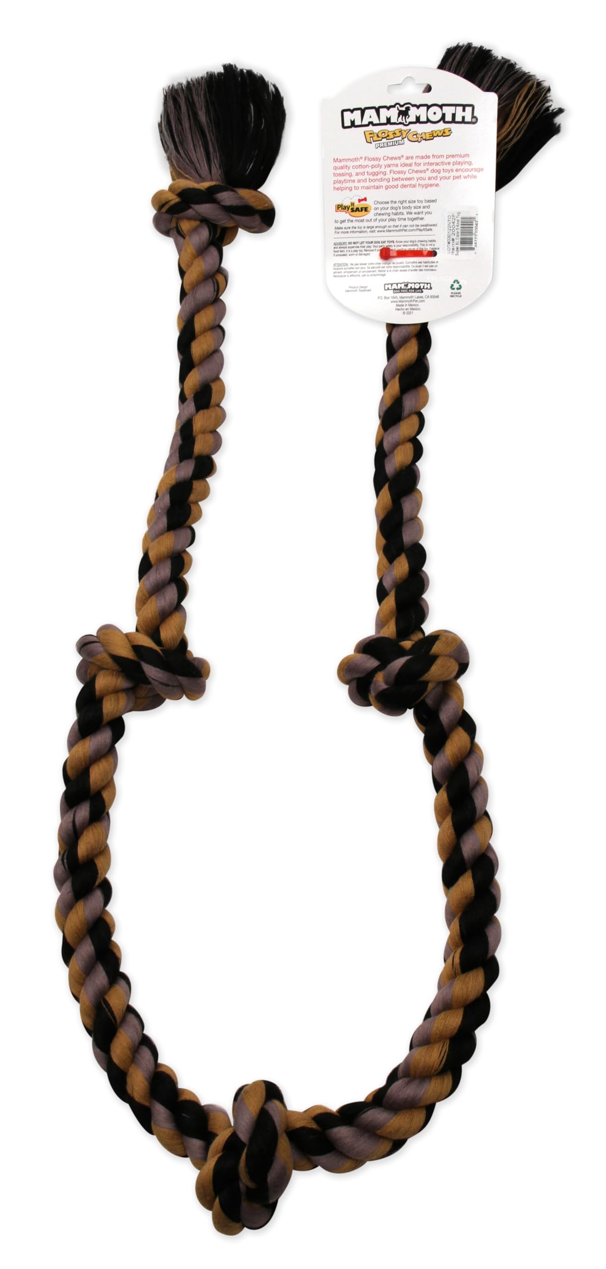 Mammoth Flossy Chews Color Rope Tug – Premium Cotton-Poly Tug Toy for Dogs – Interactive Dog Rope Toy – Tug Dog Chew Toy