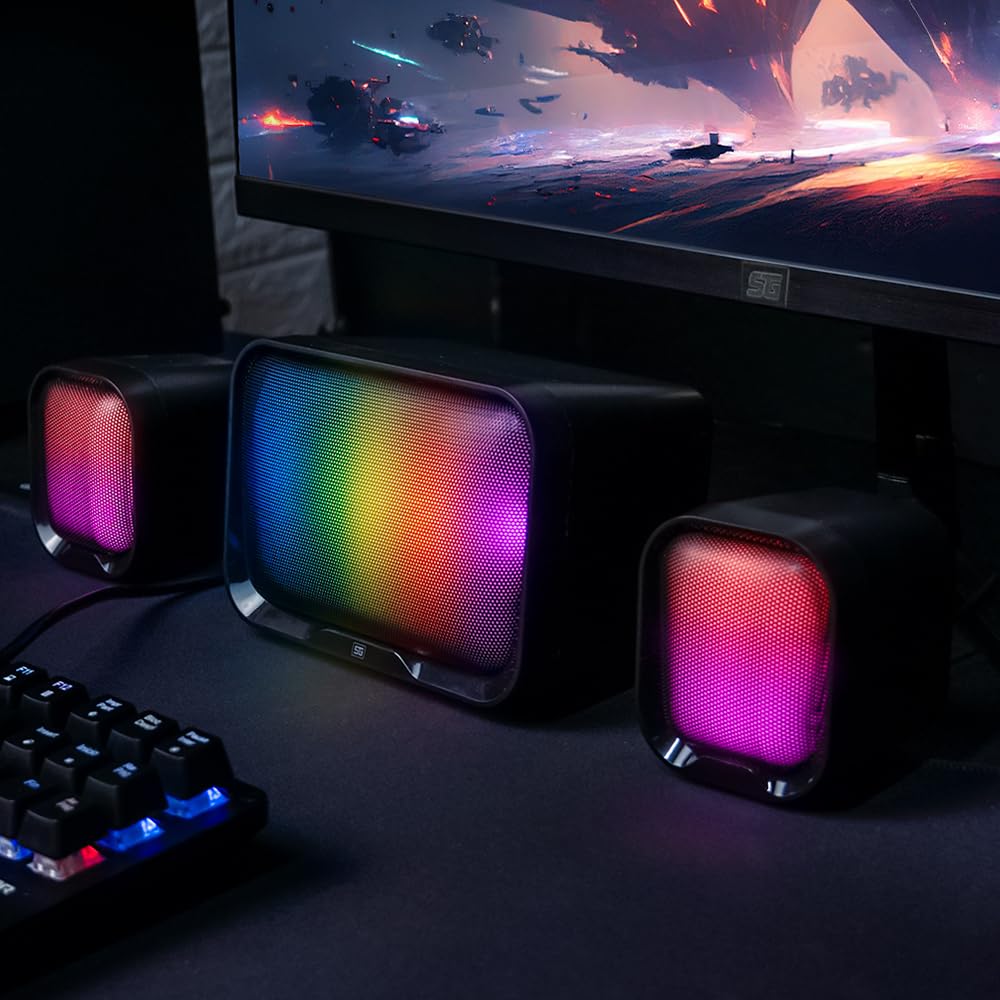 Bocinas 2.1 Vorago SPK-255 RGB Sonido Estéreo Potente para Gaming y Escritorio