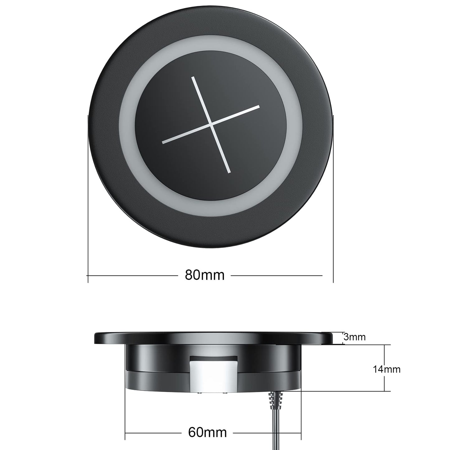 JE Make IT Simple Cargador inalámbrico de computadora, Ojales de computadora, Almohadilla de Carga inalámbrica para iPhone, Samsung, Airpods y Todos los teléfonos con Carga inalámbrica (Negro)