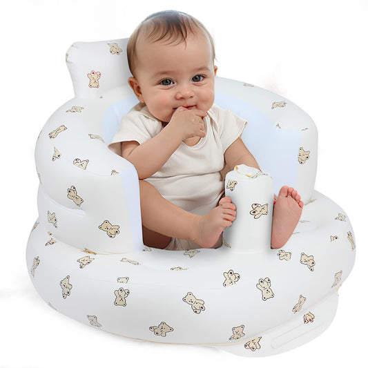 EKEPE - Asiento inflable para bebés de 3 meses en adelante, silla de bebé con bomba de aire integrada, oso