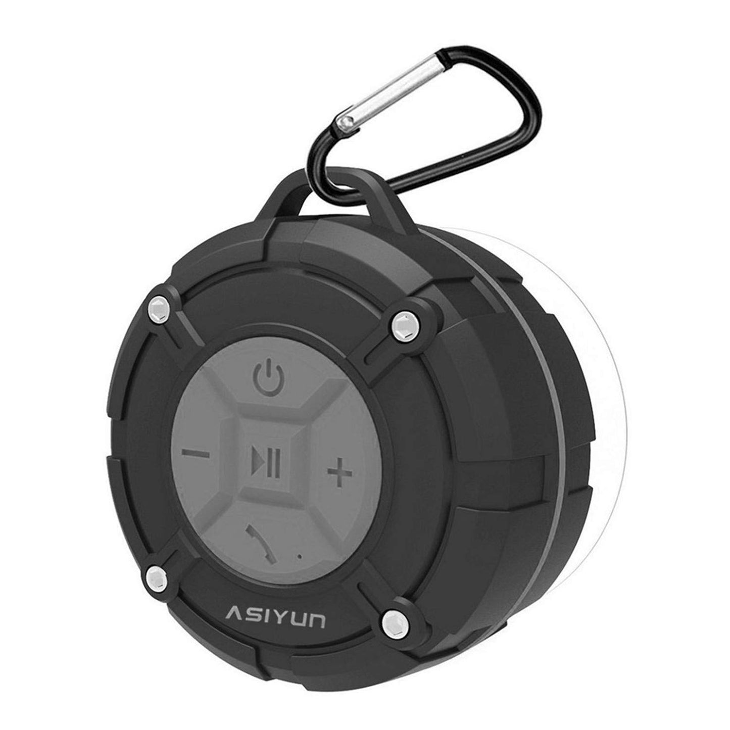 ASIYUN Shower Speaker, IPX7 Waterproof Bluetooth Speaker, Loud HD Sound, Portable Wireless Speaker with Suction Cup & Sturdy Hook, Built-in Mic, for Shower, Pool, Beach, Outdoor(Gray)