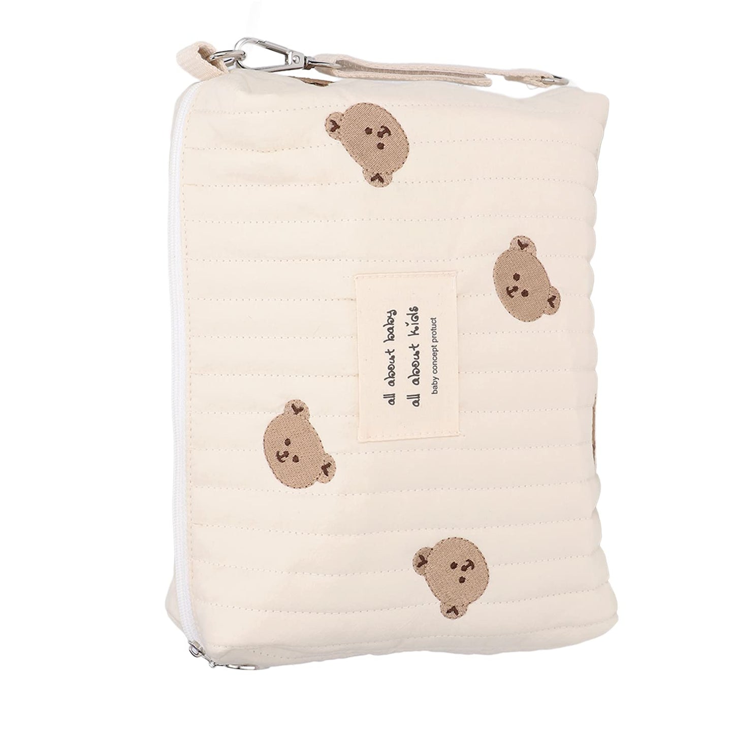 La bolsa de pañales para bebés, la bolsa de pañales al aire libre conveniente reutilizable patrón lindo para ir de compras(Bordado de oso)