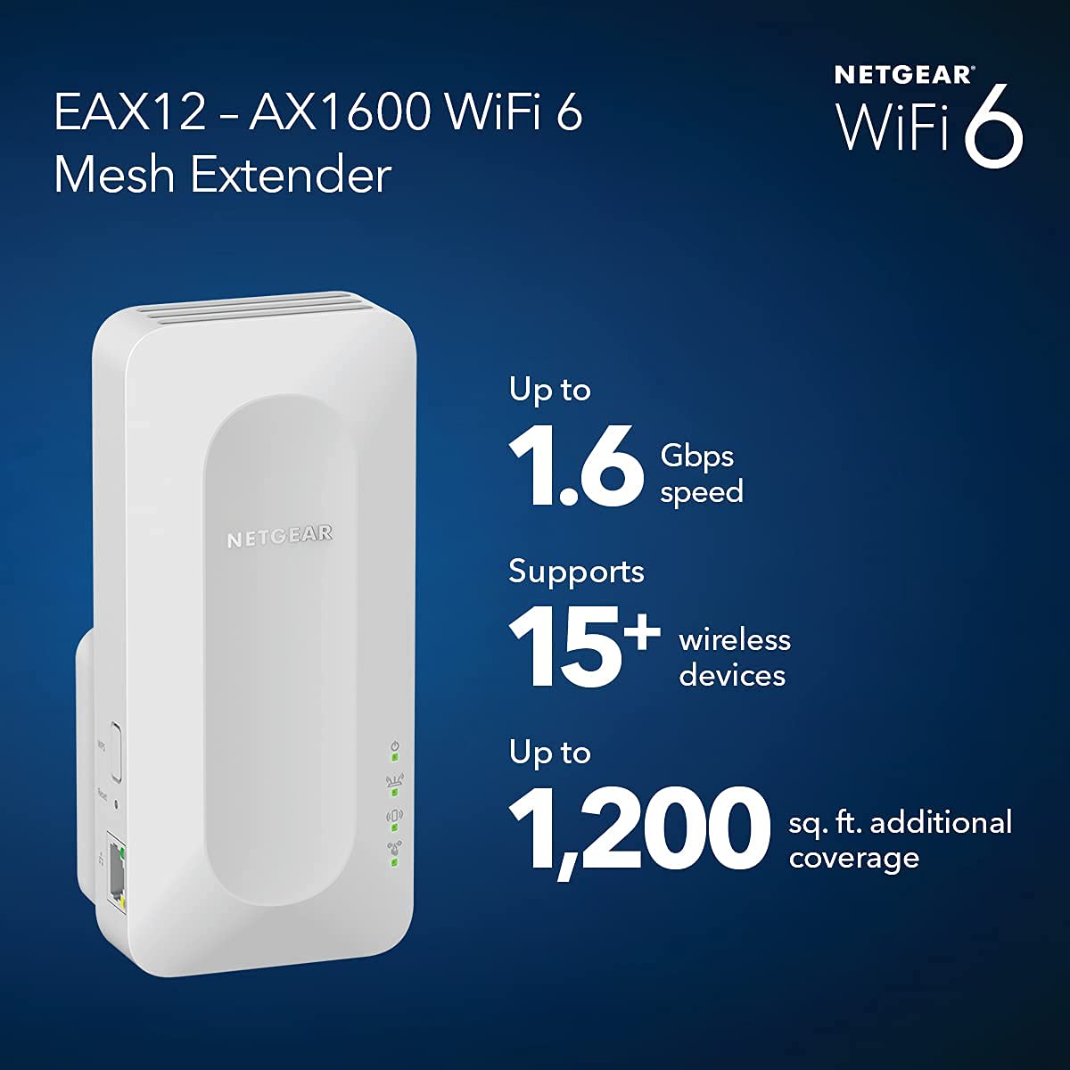 Extensor de Malla WiFi NETGEAR AX1600 de 4 Flujos Reacondicionado