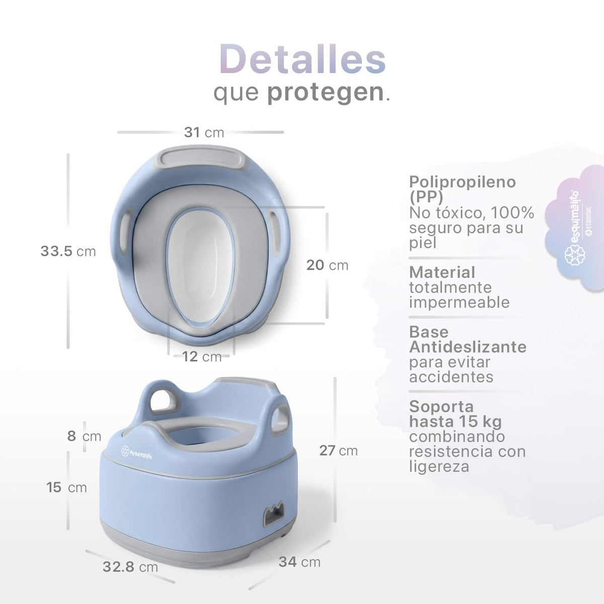 ESQUIMAL Bacinica 3 en 1 Baño Entrenador Niño y Niña Asiento WC Azul