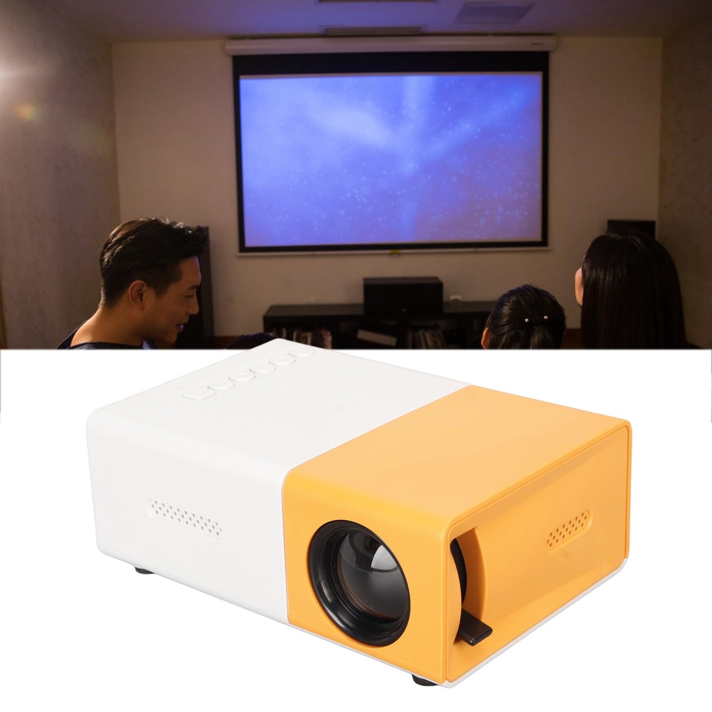 banapoy Mini Proyector, HD 1080P TFT LCD Proyector de Video Portátil con Control Remoto AV VGA HD USB, Proyector de Cine en Casa Video Proyector de Teléfono Pequeño de Bolsillo Inteligente