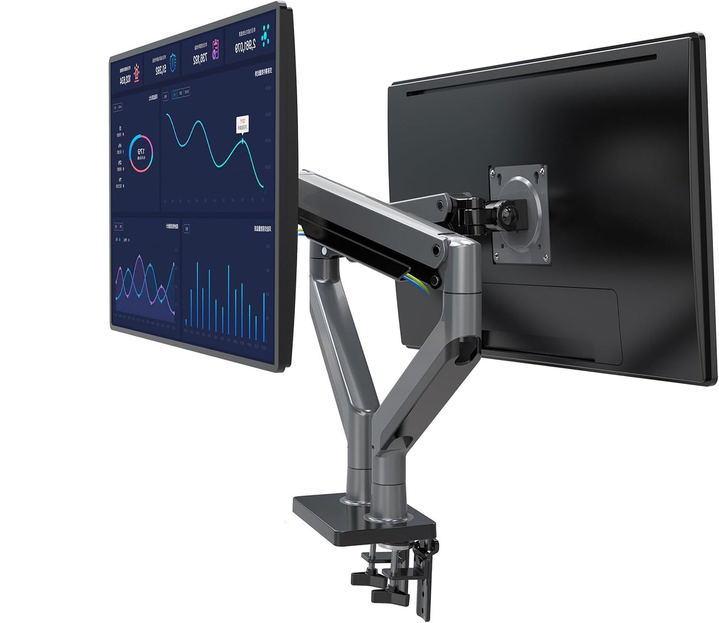 Soporte Hidráulico Doble MORNWELL para Pantalla de 22 a 32 Pulgadas Negro Ergonómico