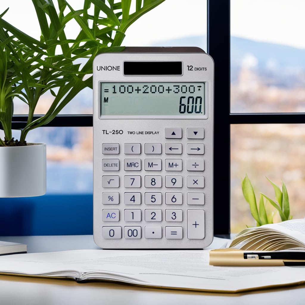 Calculadora de Computadora con Función Histórica y Pantalla LCD Grande Nueva Visualización de Dos Líneas Plata para Oficina y Hogar