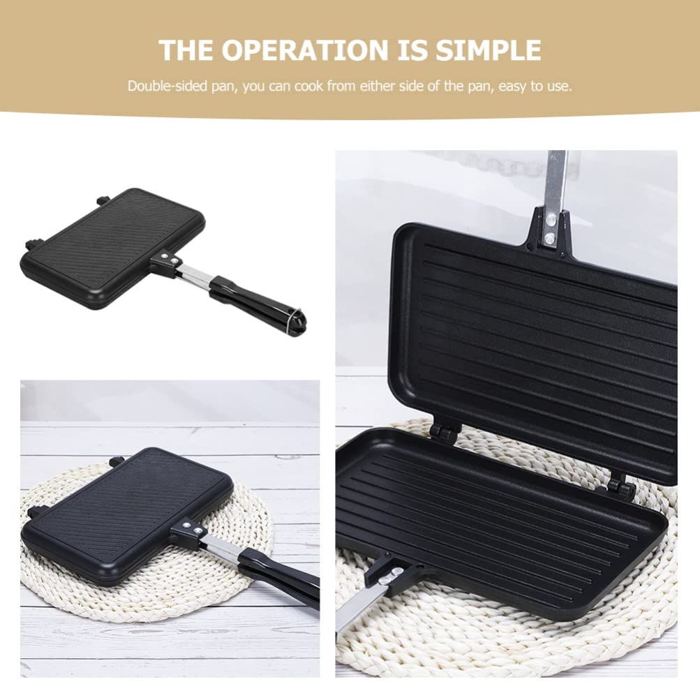 Hemoton Sartén para hornear sándwich de aluminio antiadherente para tortillas de doble cara, sartén para sándwiches, sartén para desayuno y cocina