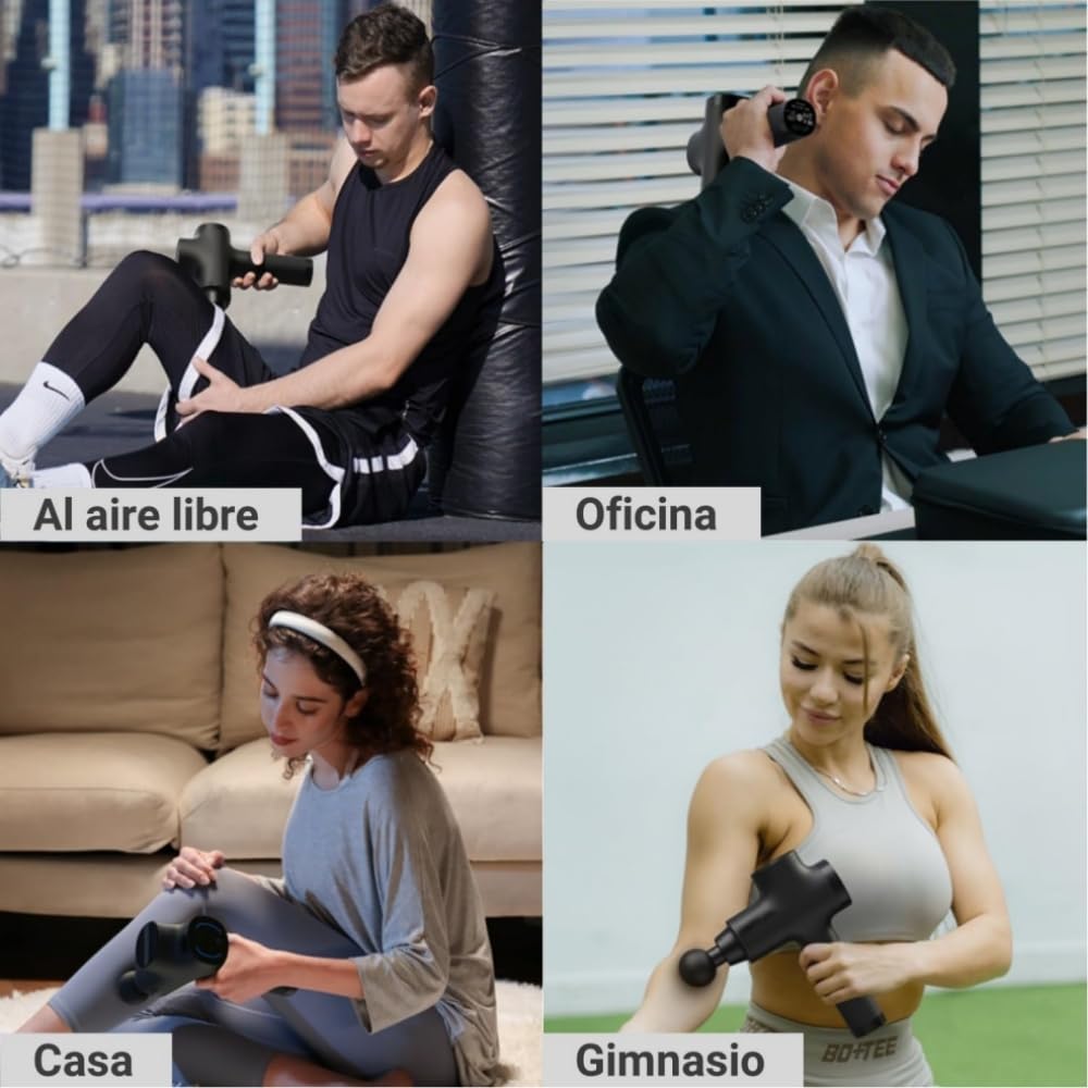 EDECOR Pistola de Masaje Muscular, 4 Cabezales Masajeador Portatil Muscular, Mini Masajeador de Tejido Profundo Ajustables Massage Gun Portátil de Masaje para Relajar Los Músculos Aliviar el Dolor