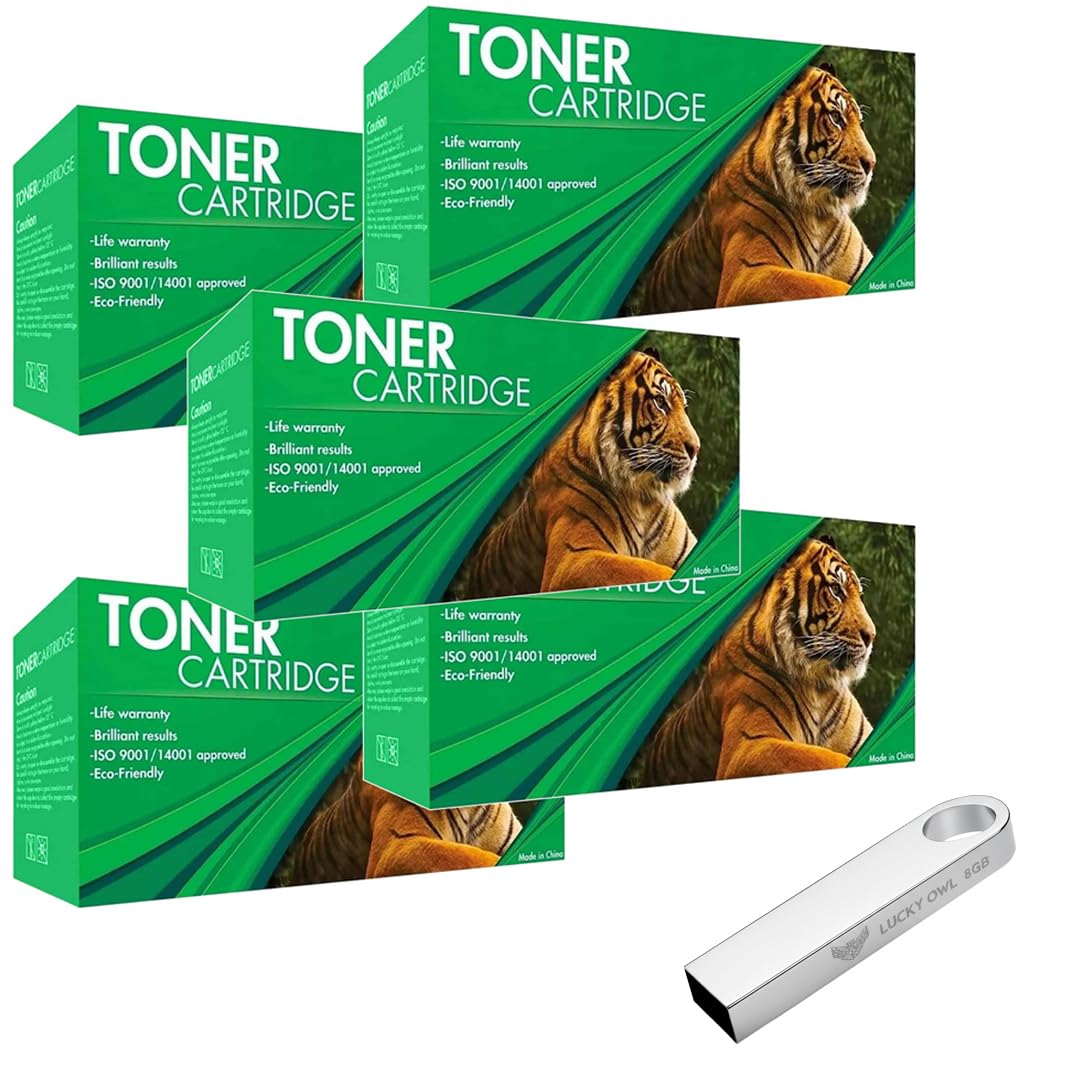 Kit de 5 Cartuchos Toner Lucky Owl Negro con Chips para Impresoras MFP M141a/W, M111a/W más Memoria UBS