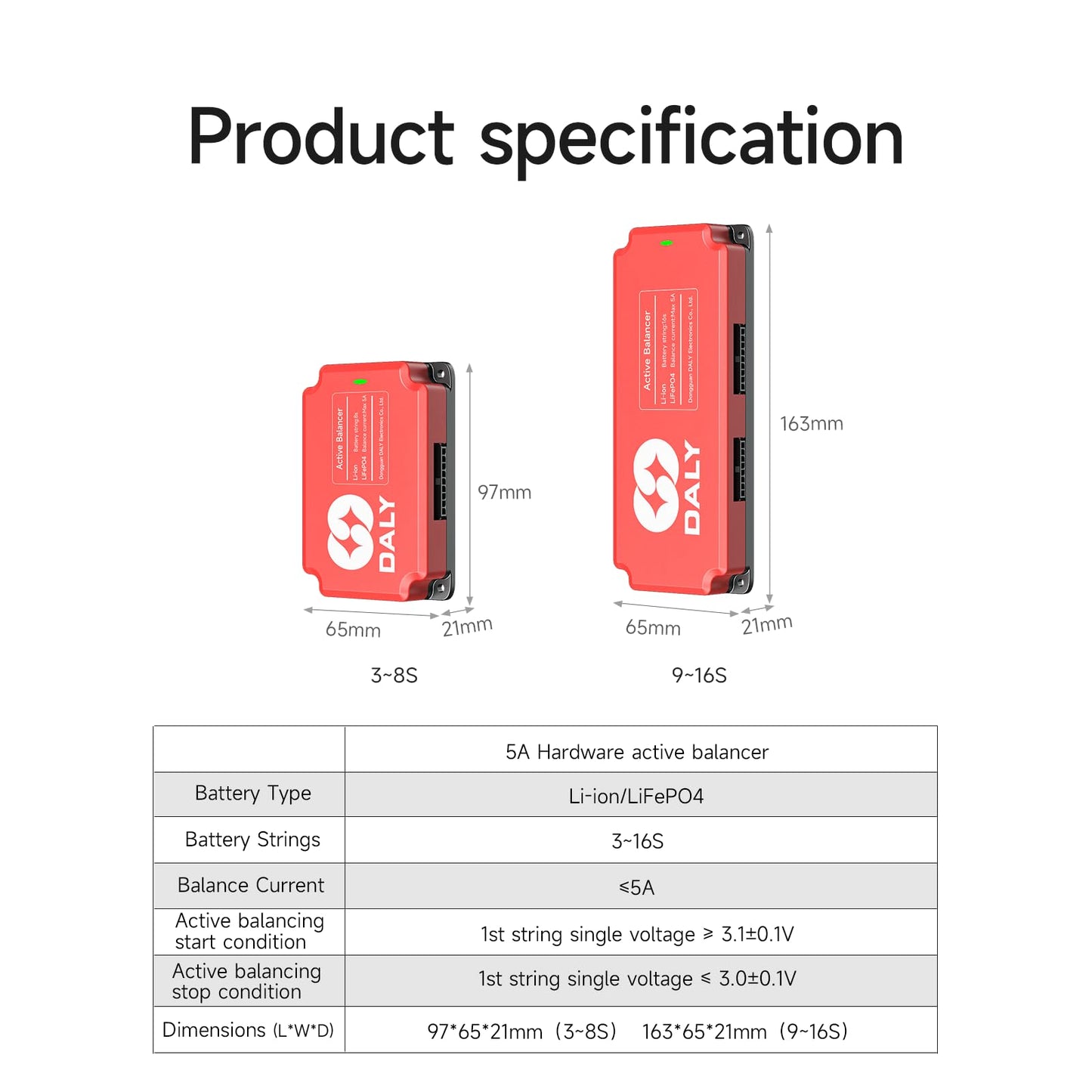 DALY Equilibrador Activo 5A Ecualizador Activo 8S para Grupos de baterías Lifepo4 Li-Ion LTO Equilibrador de condensadores