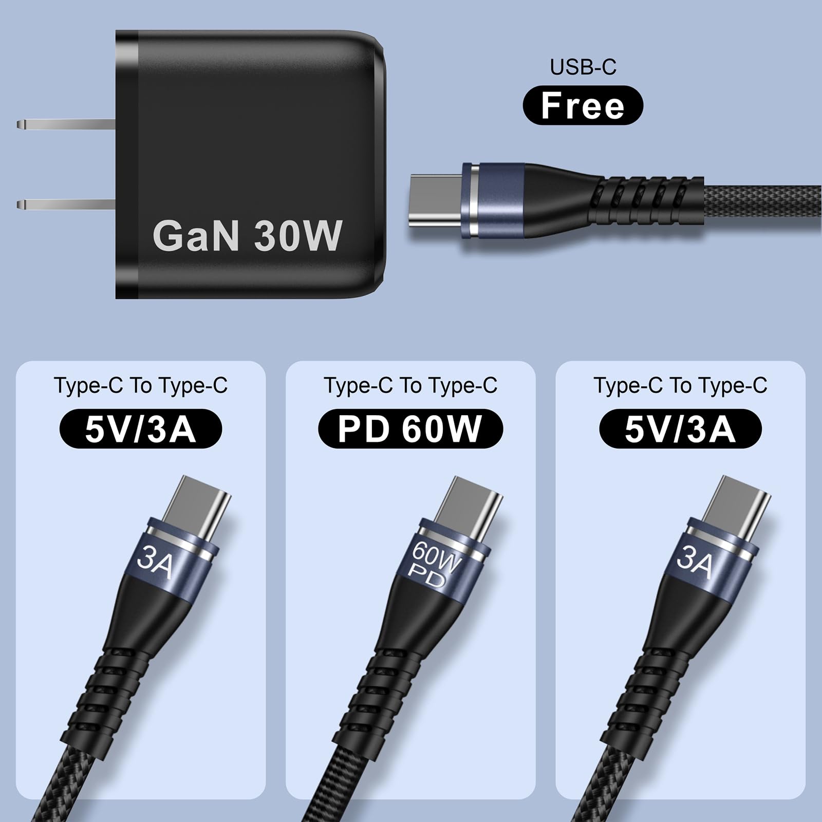 Cargador Rápido PD 3 en 1 USB-C de 30 W para DJI Neo, Mini 4 Pro, 4K, 3 Pro/3, 2 SE, Avata, Avata 2, Air 3, Air 2S Drones - Cargador de Pared Tipo C para Accesorios de Drones