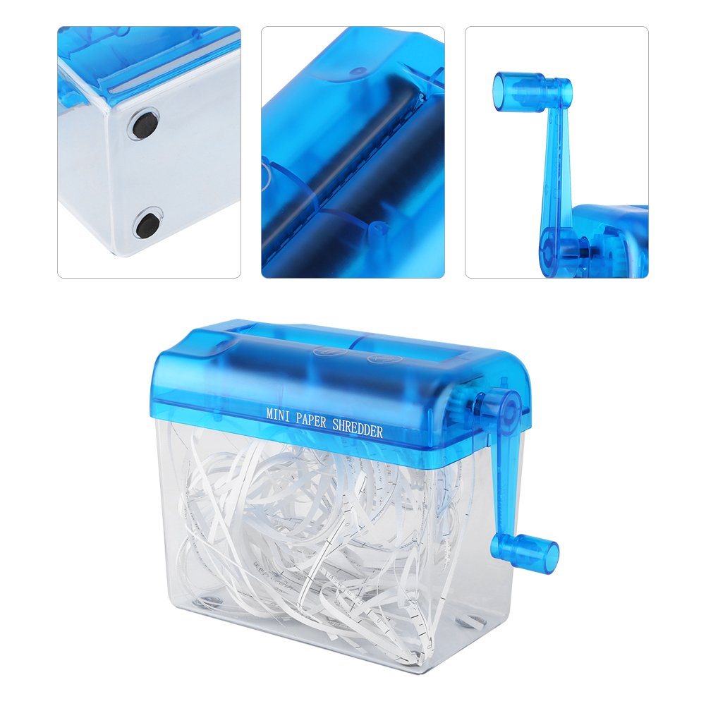 Trituradora de Papel Portátil Azul A6 16x9x14.5 cm