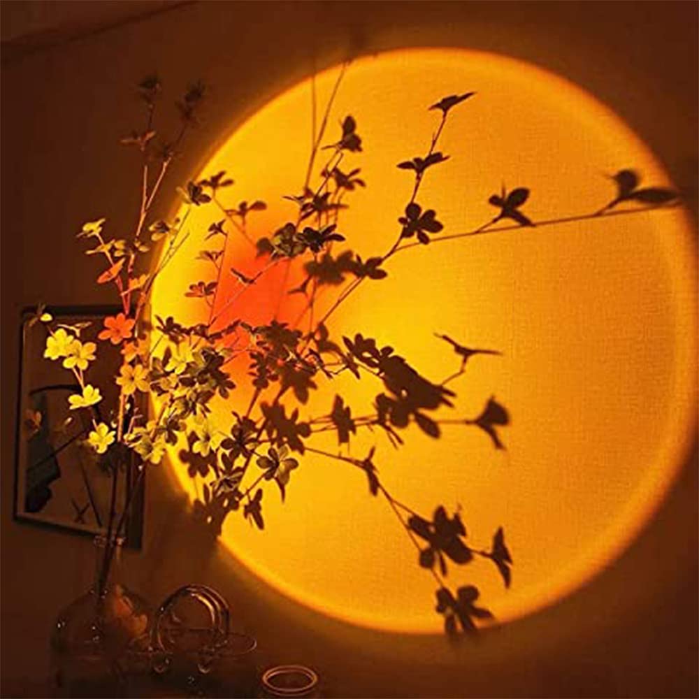 Lámpara de puesta de sol, proyector de luz arcoíris de rotación de 360 grados, lámpara de proyección nocturna para selfie/fotografía/decoración del hogar/dormitorio/sala de estar