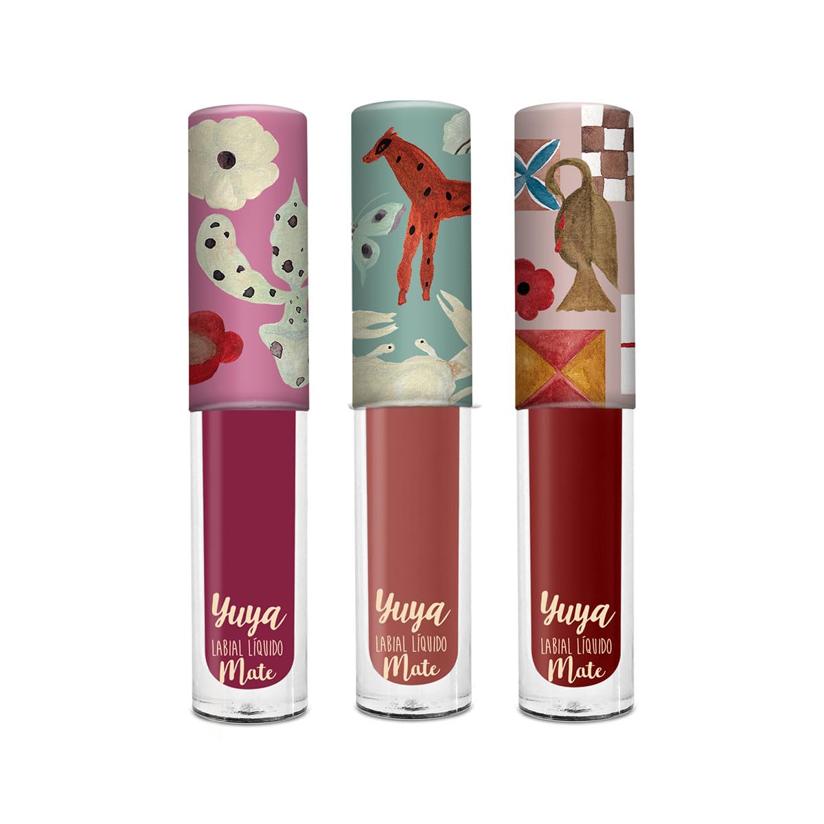 Yuya - Set de labiales indelebles larga duracion - labial indeleble - Labiales - Labiales liquidos acabado mate de larga duración (Bahía, Magnolia, Aura, Pack 3 piezas)
