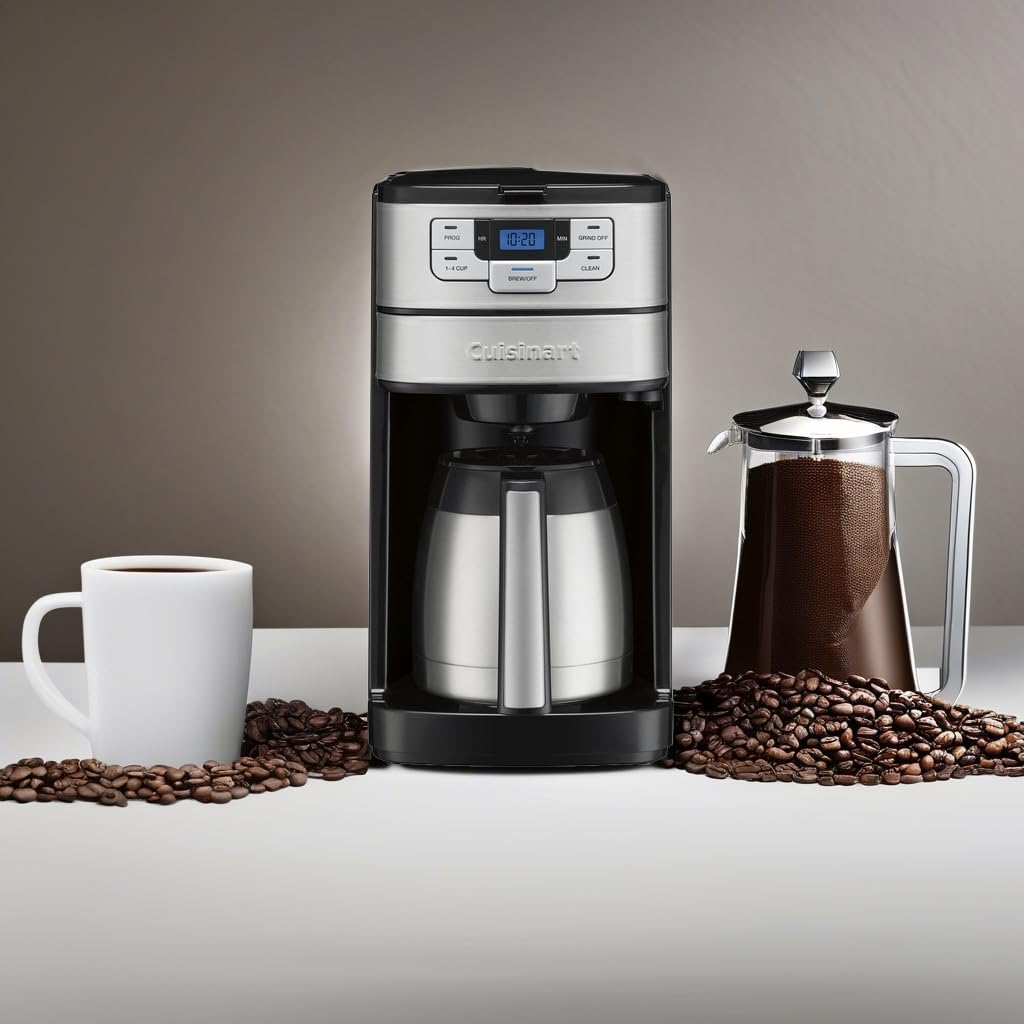 Cuisinart DGB-450NAS - Cafetera de 10 tazas con amoladora, molienda y preparación automática, color negro y plateado
