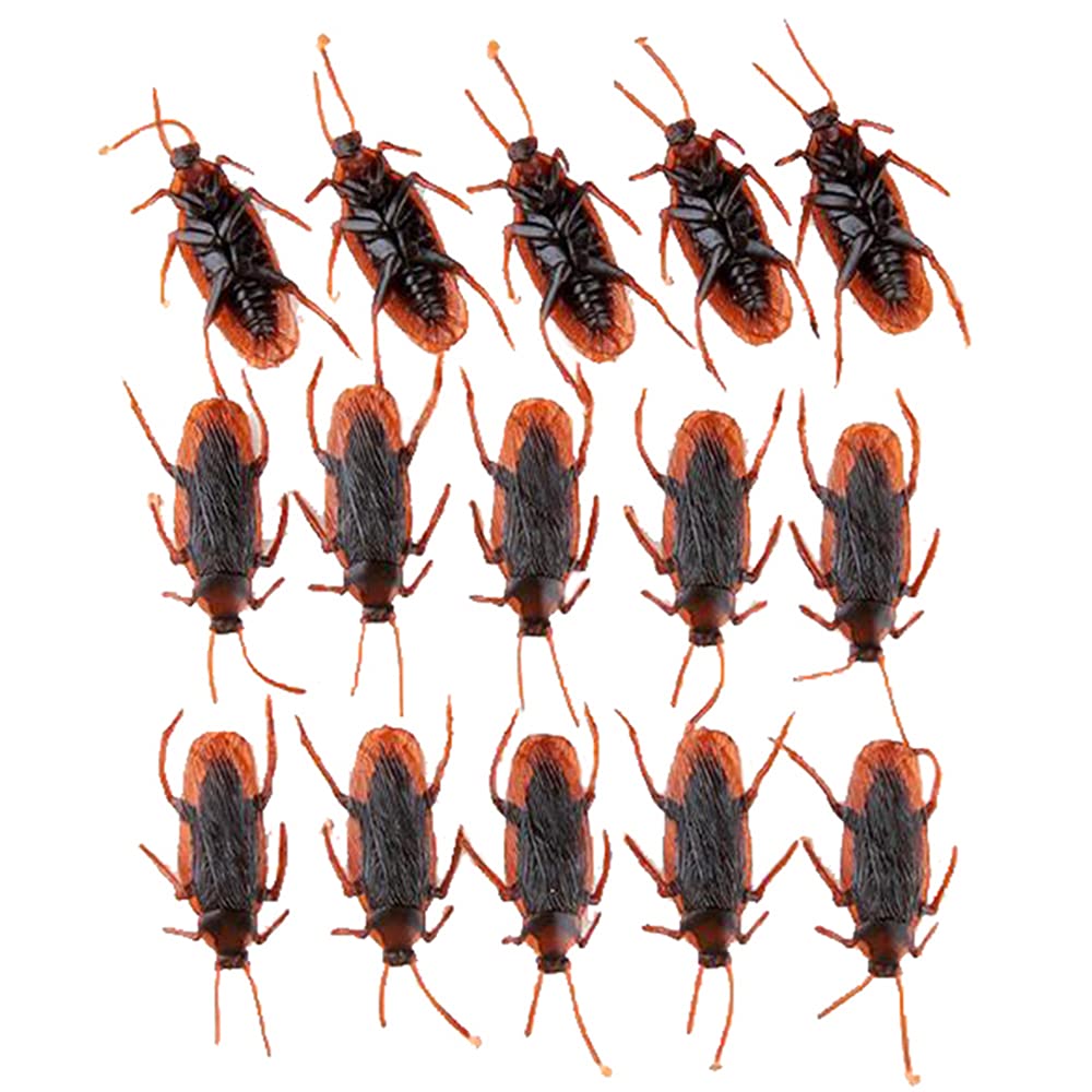 Cenyo GUDVES Prank Fake Roaches Model Simulation Fake Rubber Cockroach Roach Bug Roaches Toy Prank Funny Trick Joke Toys Plastic Bugs (10 unidades)