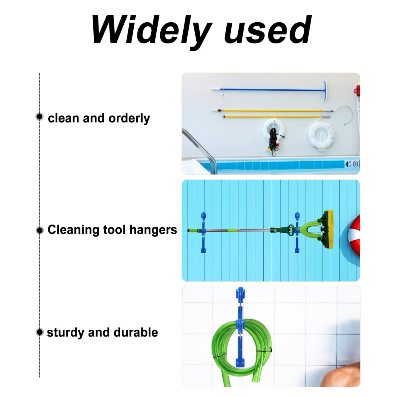 FONDOTIN 4piezas Varilla De Almacenamiento Plástica Para Limpieza De Alberca Accesorios Colgantes Y Organizador Para Herramientas De Piscina Material Duradero Y Ecológico
