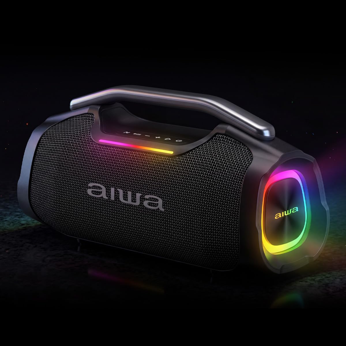 Bocina Bluetooth Aiwa Negra con TWS y Karaoke