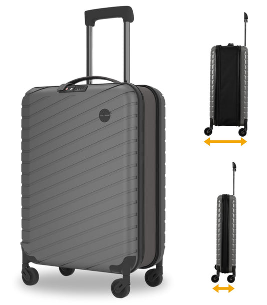 COLLAPSI Maleta de Viaje 20" Carry On Expandible, Equipaje de Mano 10 Kg con seguridad TSA Lock, Color Gris, Luggage.