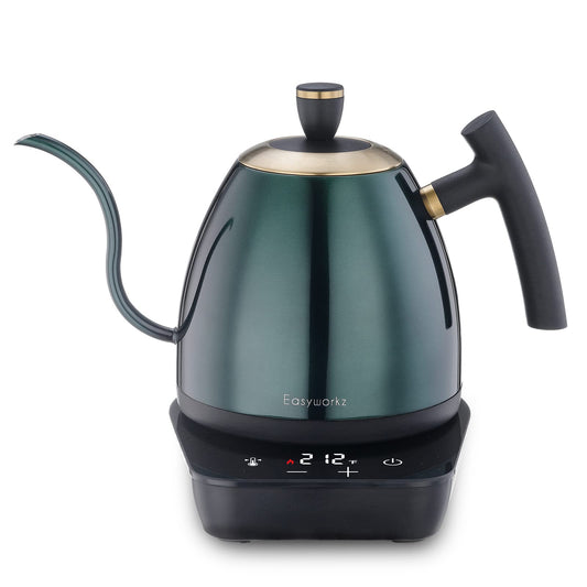 Easyworkz hervidor de café eléctrico de cuello de cisne, tetera de acero inoxidable con goteo manual, control de temperatura de 800 ml, calentamiento rápido de 1200 W