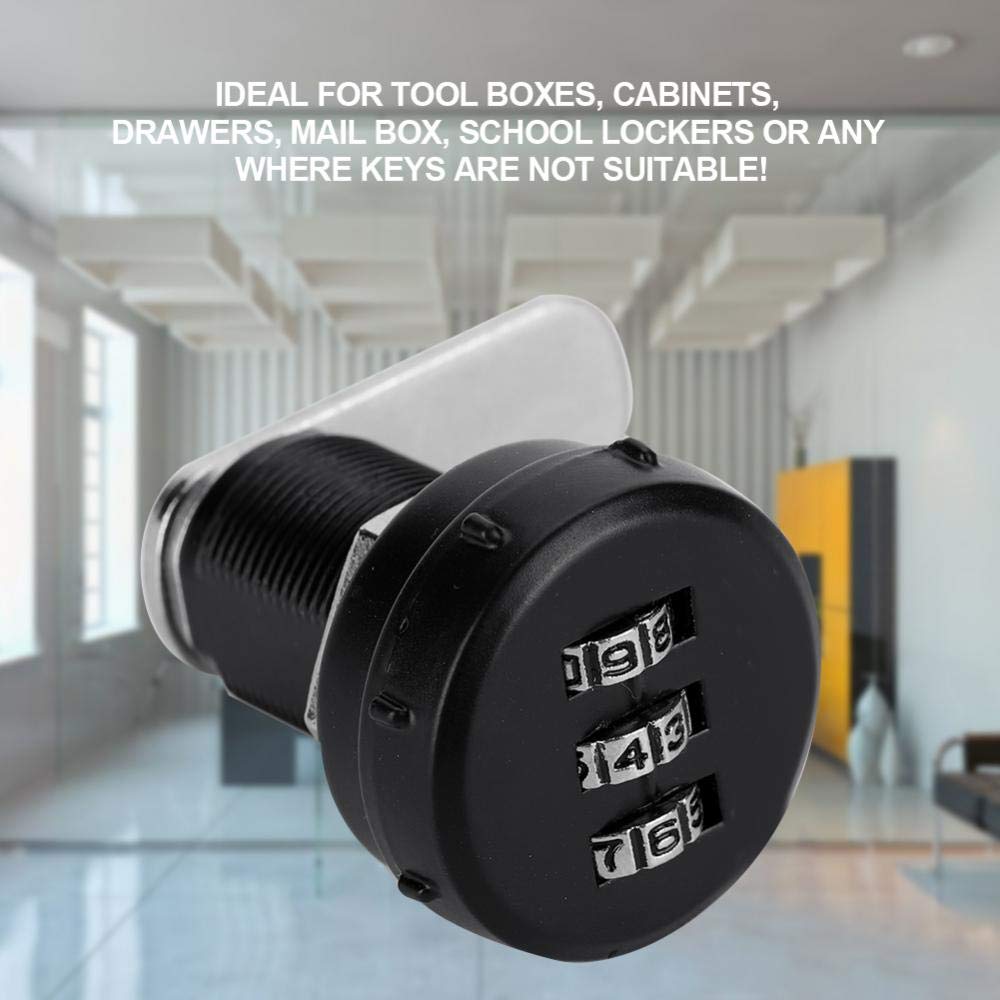 Garosa Cerradura codificada Combinación de código de 3 dígitos Plata Aleación de Zinc Conveniente CAM Contraseña Cerradura Gabinete Cajón Armario Seguridad Codificación Cerradura(L=24 13~18mm espesor)