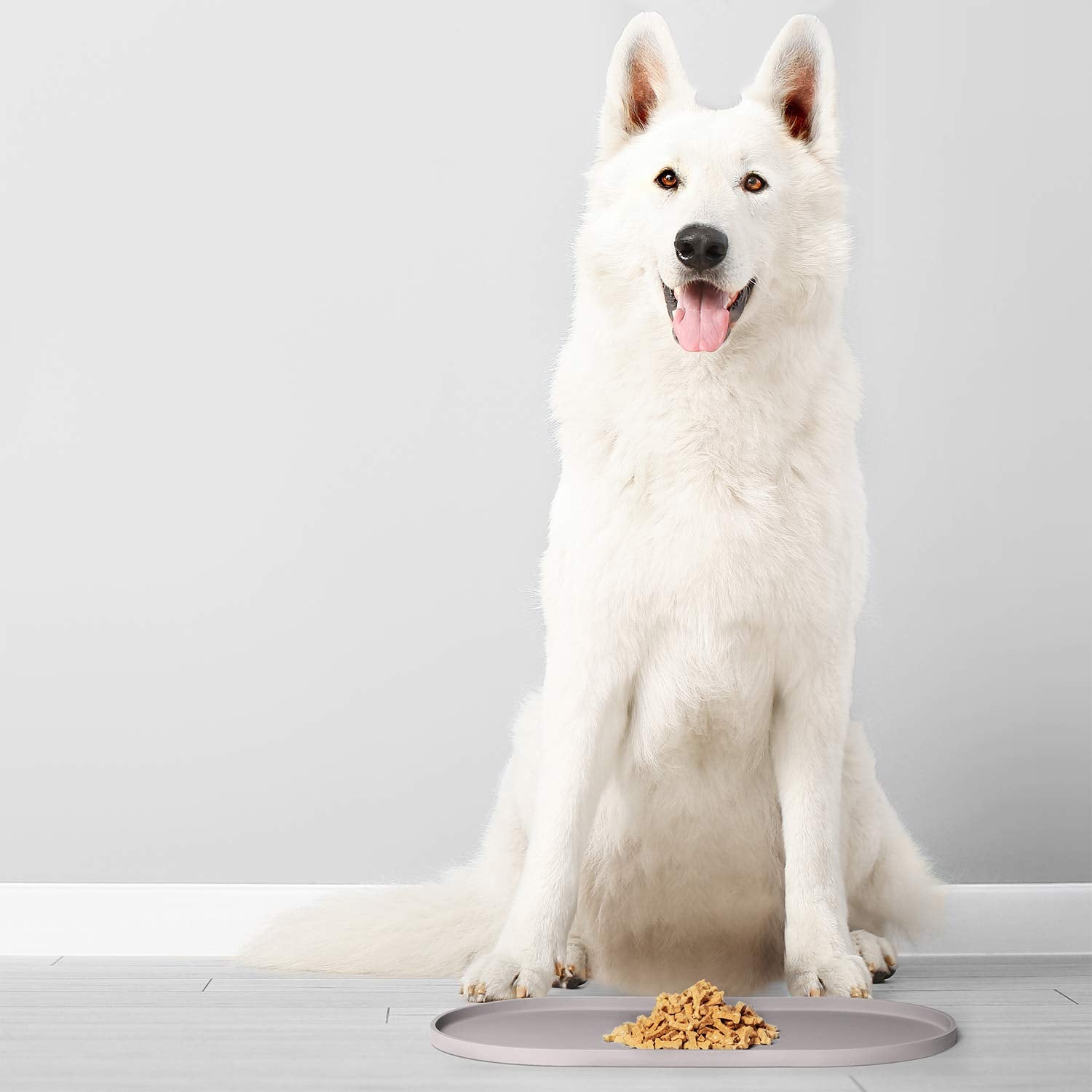Tapete de Comida DogBuddy Gris Antideslizante Impermeable para Perros y Cachorros