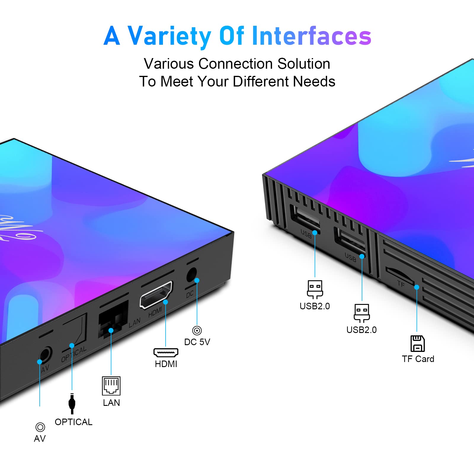 Caja de TV Android S905W2 Negro 4K UHD 4 GB RAM 64 GB ROM con Mini Teclado Retroiluminado WiFi Doble Banda