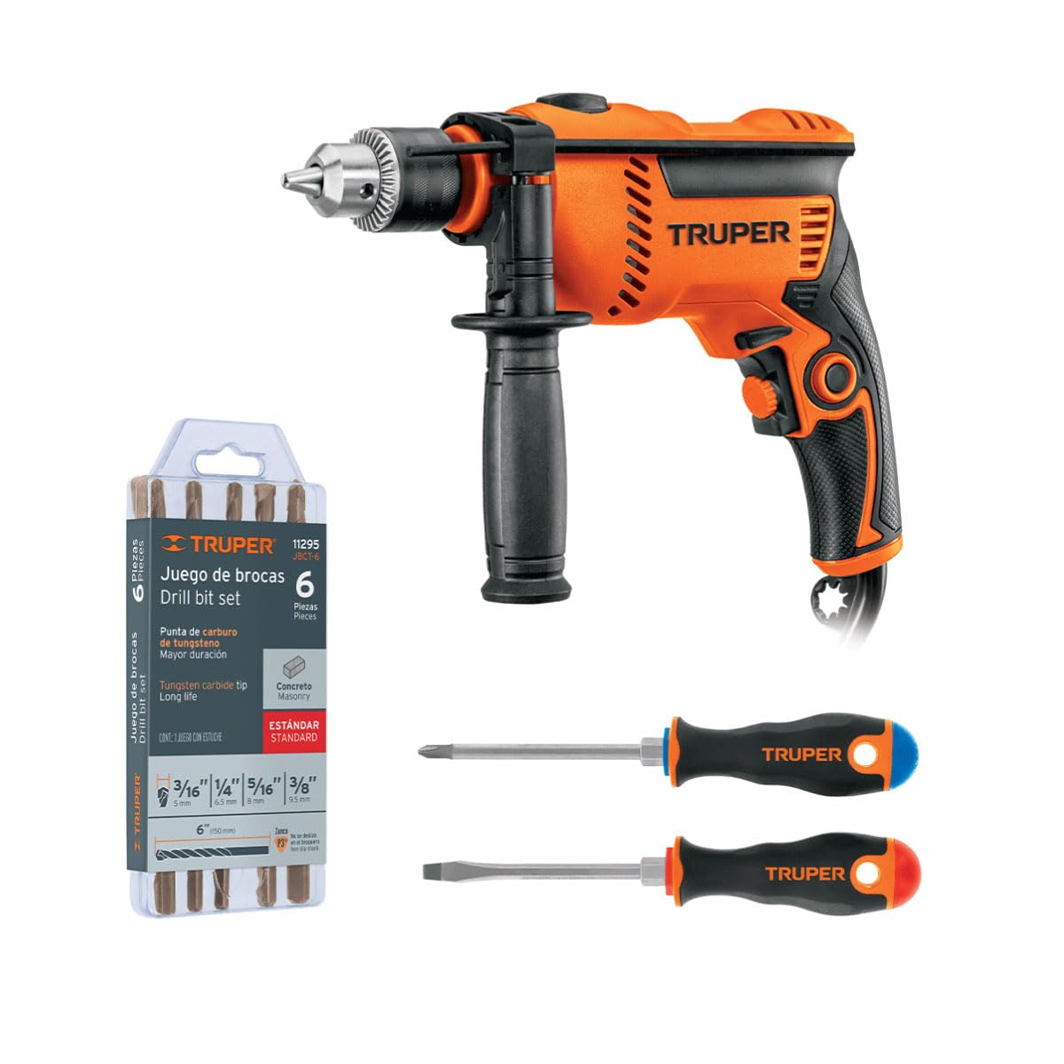 Truper COMBOR-1/2A7, Combo rotomartillo 600W con brocas y desarmadores