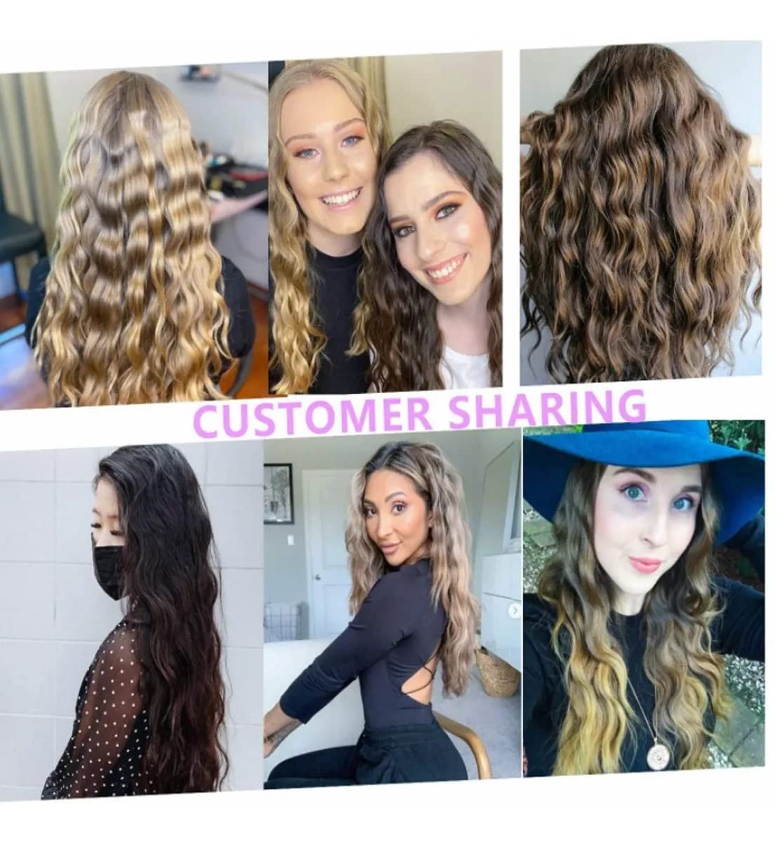 Rizador de Pelo, Ondas Cerámica con Temperatura Ajustable, Triple Tubo Rizador de Cabello de 25mm, se Calienta Rápidamente para Mujer Cabello Largo/Corto y Viajero Regalo-Negro