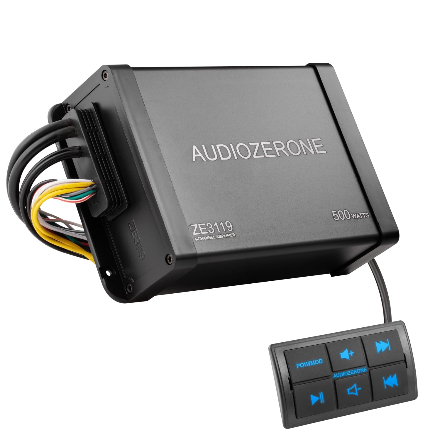 Amplificador Bluetooth marino sistema de audio para coche, impermeable, multifunción, clase D, amperios, ATV, UTV, amplificador de salida de 4 canales (Balck)