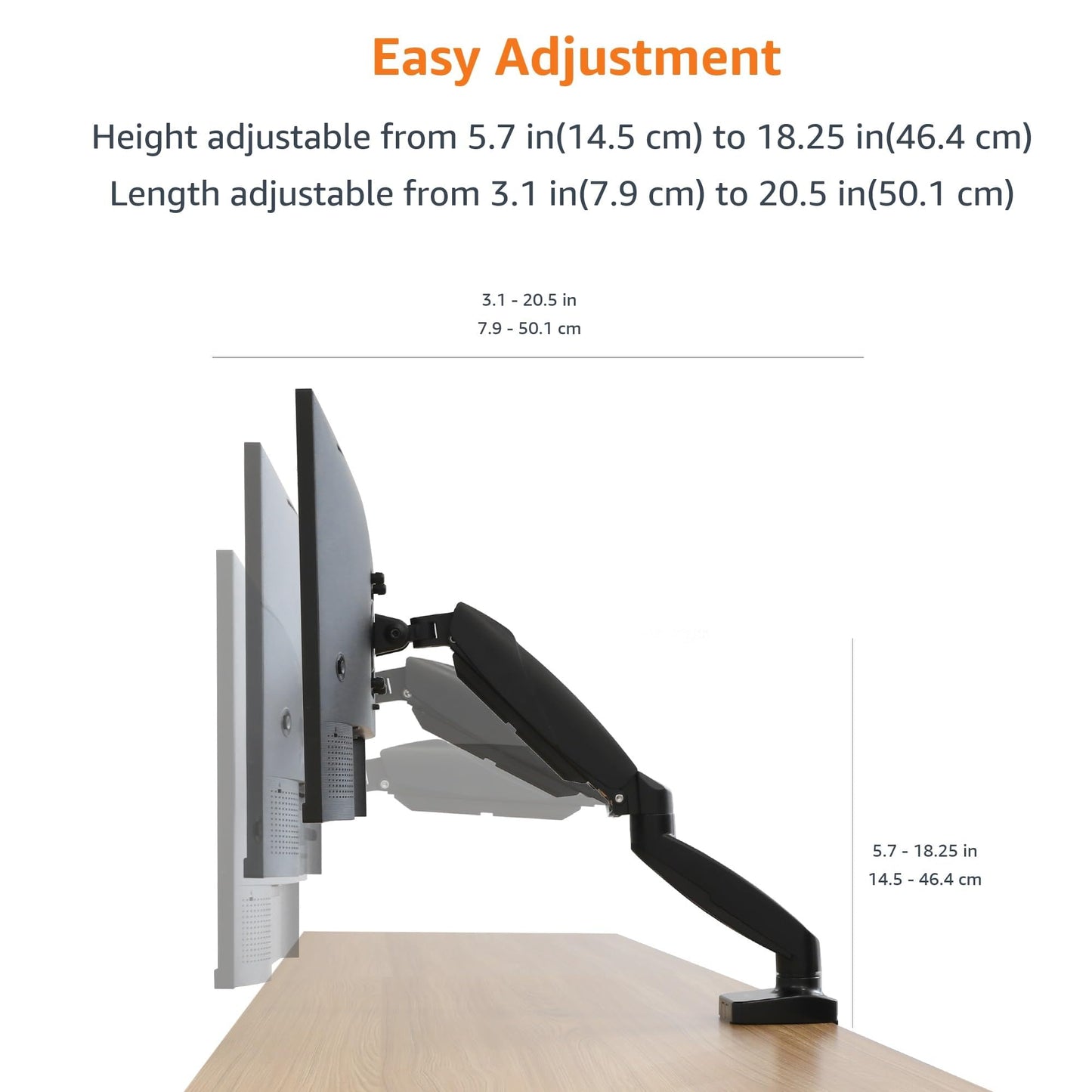 Soporte Ajustable para Monitor Amazon Basics Negro con Resorte de Gas hasta 27 Pulgadas