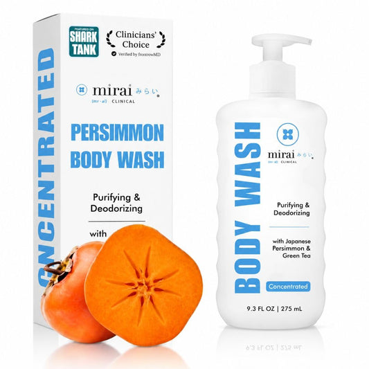 300ml Purifying & Deodorizing Body Wash with PERSIMMON, Green Tea & Astaxanthin | Eliminate all kinds of body odors iclg armpit/under arms, groin (vaginal odor), foot and nonenal aka hormone imbalance odor which occurs with age by Mirai Clinical