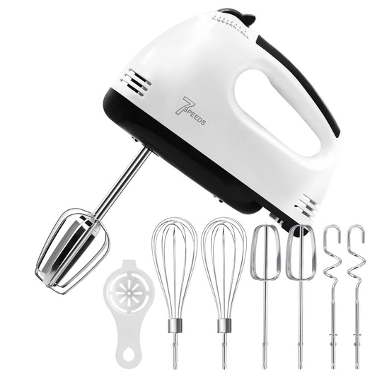 Batidora de Mano 7 Velocidades，Turbocharged Batidora de Mano, Mezclador de Cocina Incluye 4 Barras de Mezcla para Mezclar, 1 Separación De Claras De Huevo