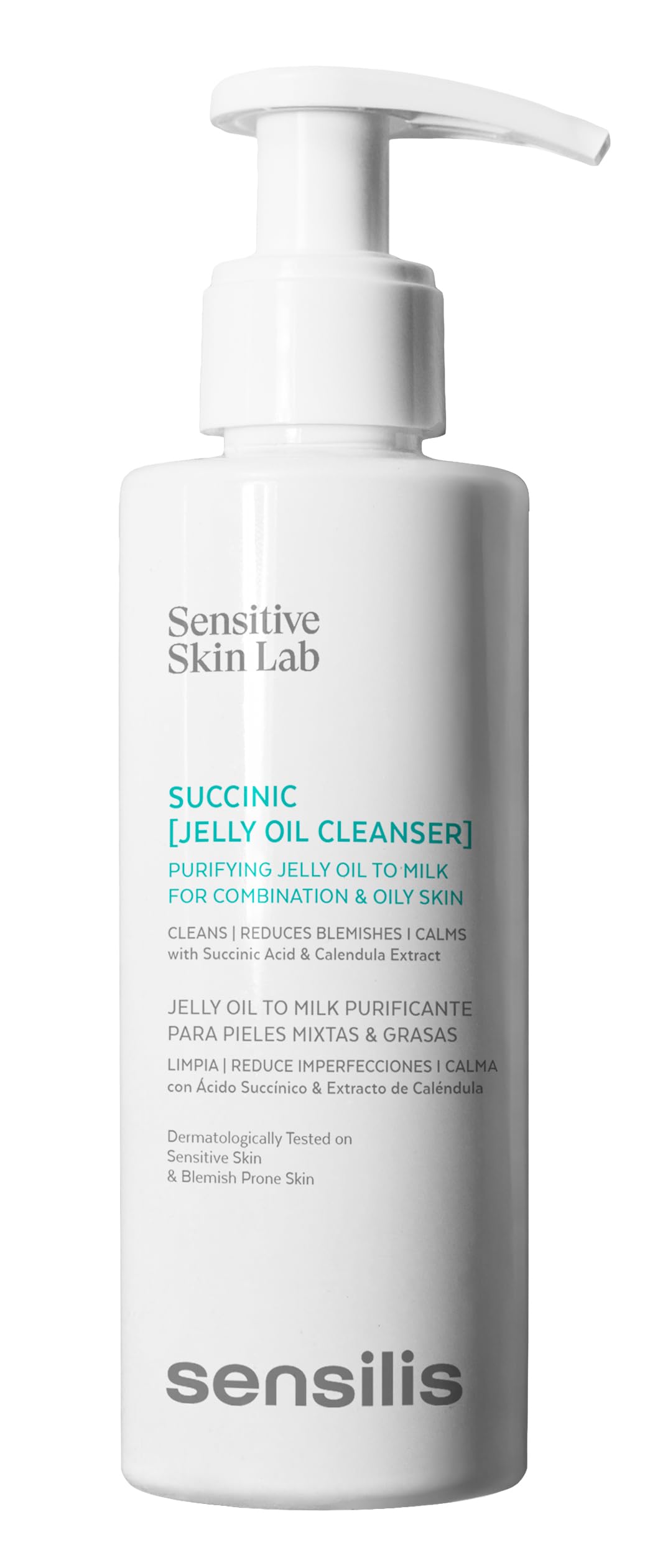 Sensilis Succinic Jelly Oil Cleanser Gel Limpiador Anti-imperfecciones, Seborregulador, Hidratante y Calmante, Con Ácido Succinico, Para Pieles Sensibles 150 Ml