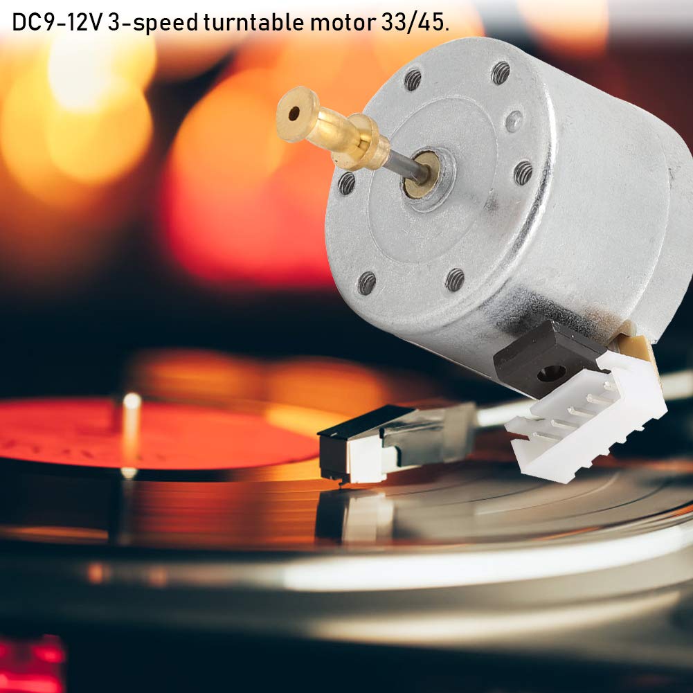 Tosuny Cepillo del Motor de tornamesa, DC 12V Cepillo de 3 velocidades Grabadora de Discos de Vinilo Motor de tornamesa Agujero de Montaje de 25 mm 78 RPM