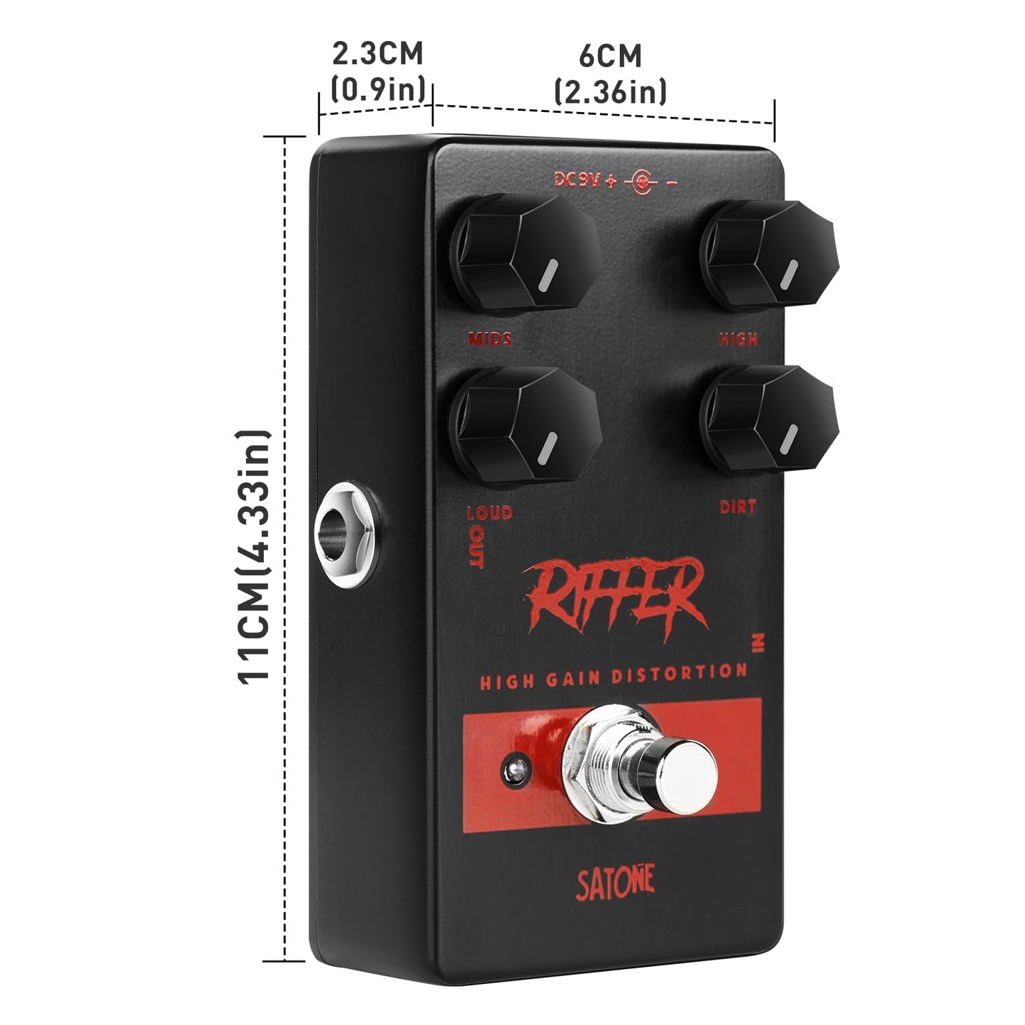 Pedal de Efecto Satone S811 Riffer Distorsión Alta Ganancia para Guitarra Eléctrica