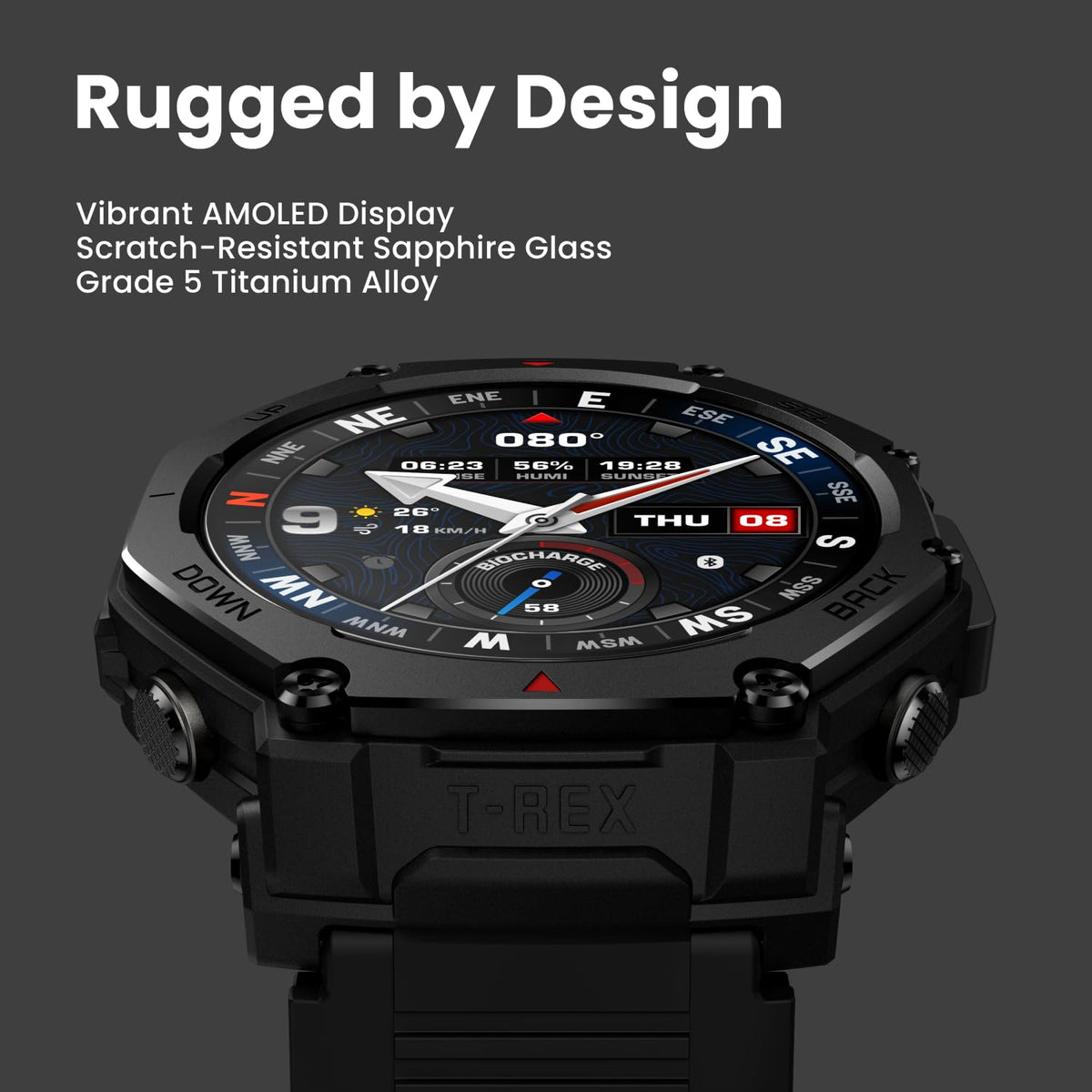 Reloj Inteligente Amazfit T-Rex 3 Pro Negro con Pantalla AMOLED y GPS Doble Banda para Exteriores
