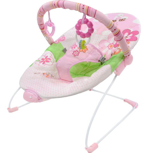 Little Monkey Silla Vibradora Mecedora para Bebe Barra con Juguetes Arnes de Seguridad de 3 Puntos Patas Antideslizantes Portatil Bouncer para Bebe en Etapa de Desarrollo Silla Mecedora con Vibracion