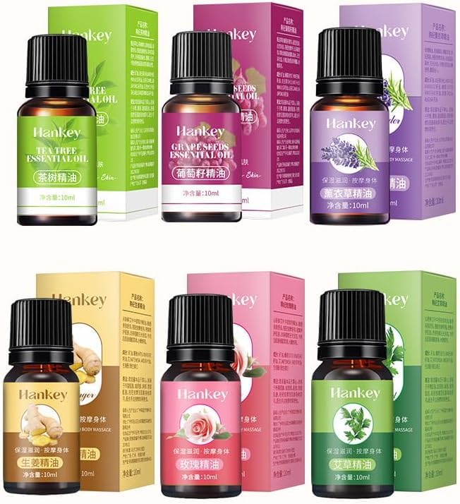 Set de 6 Aceites Esenciales Puros para Masaje Corporal: Cuidado de la Piel y Relajación Profunda - Productos Naturales para Terapia Corporal en Tienda Online de Belleza y Bienestar