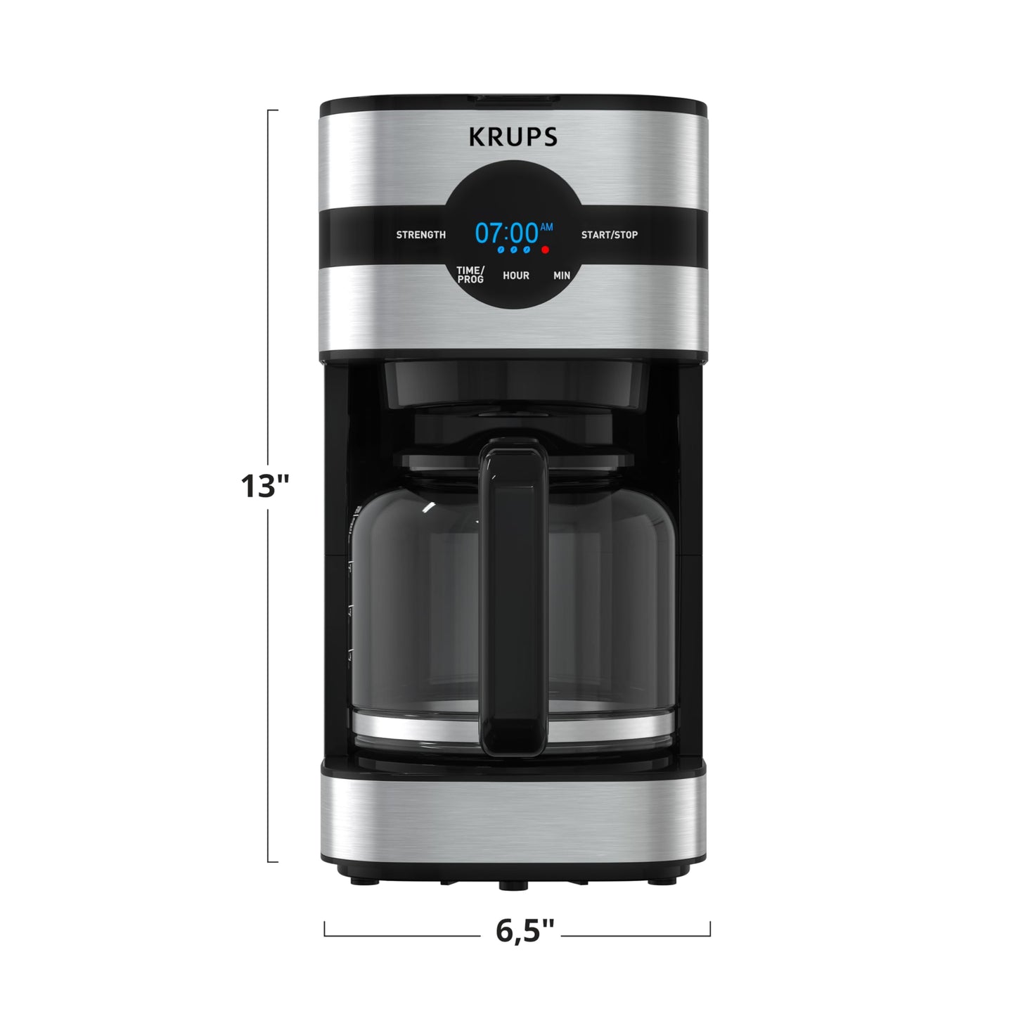 KRUPS Cafetera Simply Brew para 10 tazas de café con filtro permanente lavable con sistema antigoteo, función para mantener caliente el café. Incluye cuchara dosificadora KM205D50