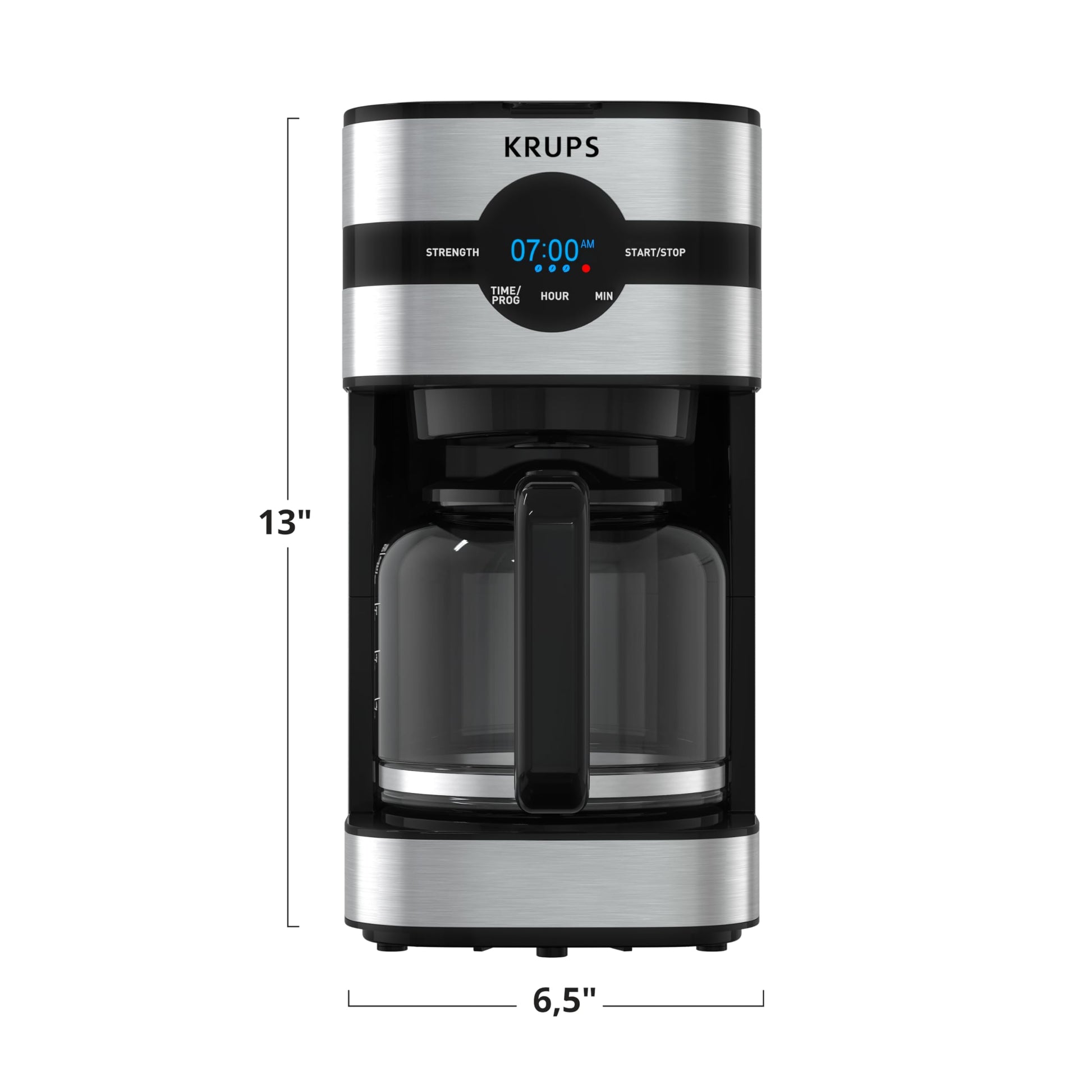 KRUPS Cafetera Simply Brew para 10 tazas de café con filtro permanente lavable con sistema antigoteo, función para mantener caliente el café. Incluye cuchara dosificadora KM205D50