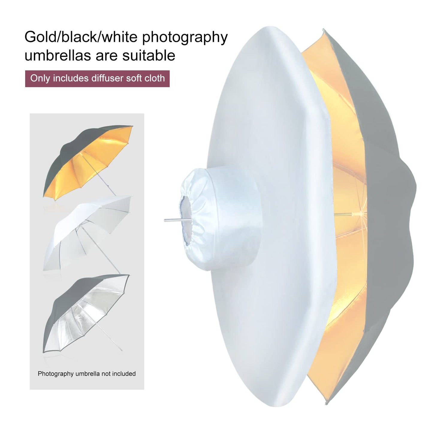 Linco Lincostore Studio Lighting Jellyfish Umbrella Diffuser Soft Cloth (Pack of 2) for 33" Silver Photo Umbrella or 33" Gold Umbrella Photography 3302-2 (Umbrella Not Included)