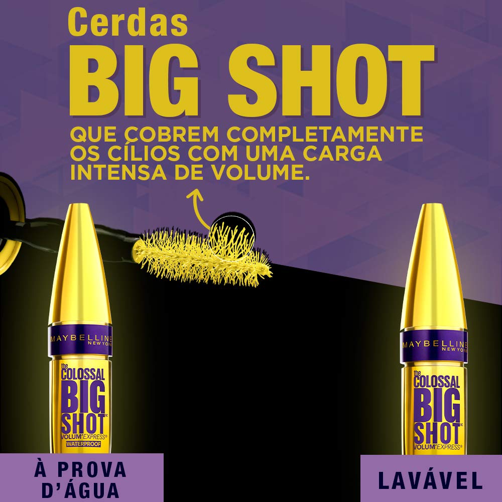 Máscara de Pestañas Maybelline The Colossal Big Shot Very Black Lavable