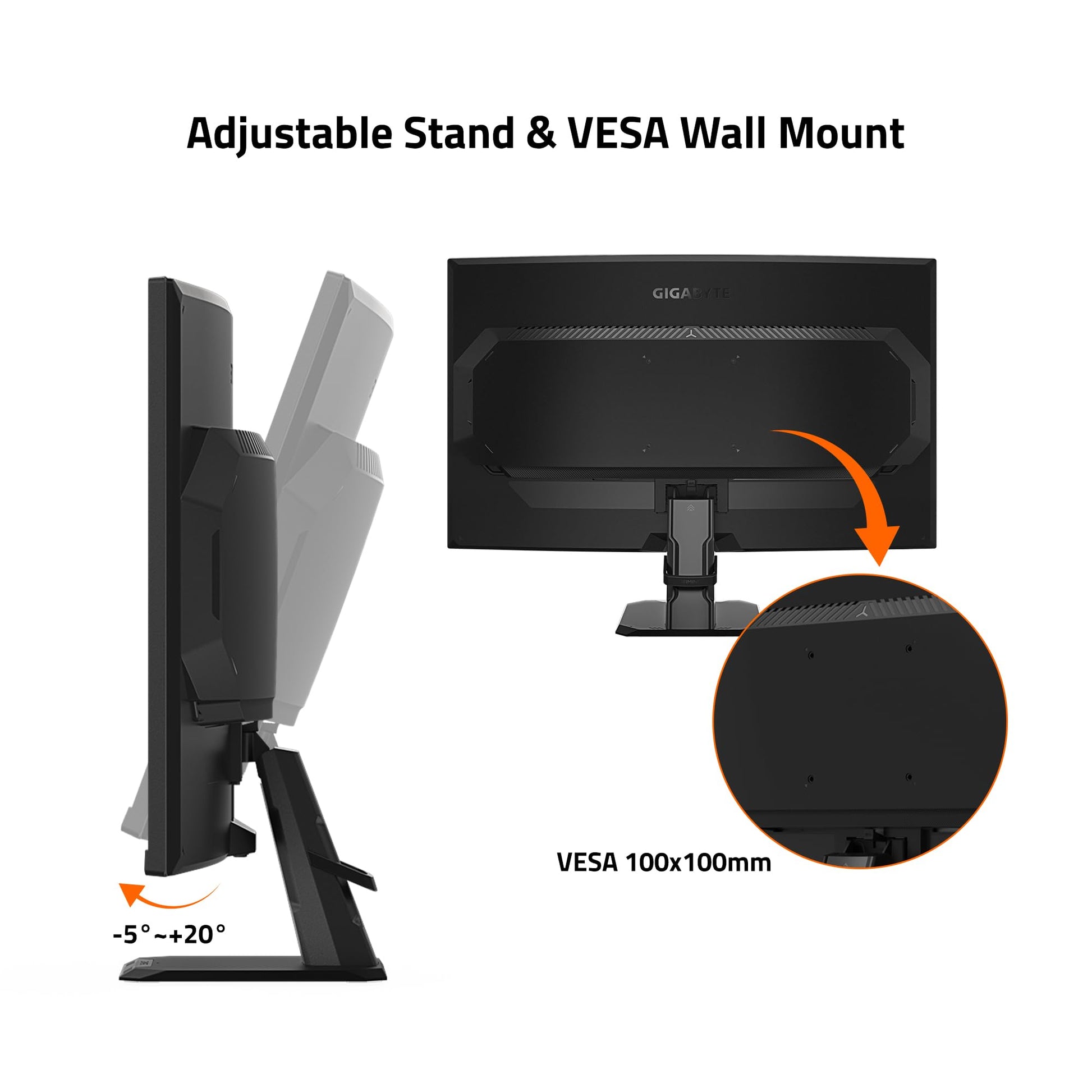 GIGABYTE GS27QC Monitor Curvado para Juegos de 27 Pulgadas 165Hz 1440P, visualización de 2560 x 1440 VA 1500R, Tiempo de Respuesta de 1 ms (MPRT), Listo para HDR, FreeSync Premium, 1 Puerto de