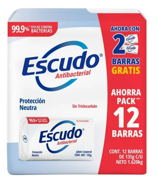 Jabón en Barra Escudo Escudo Neutro Protect 12 pzas de 135 g c/u