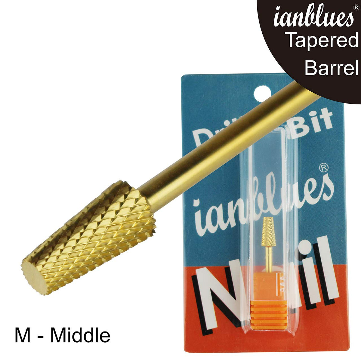 Taladro de Uñas ianblues Oro Medio de Carburo de Barril Cónico para Máquina de Manicura