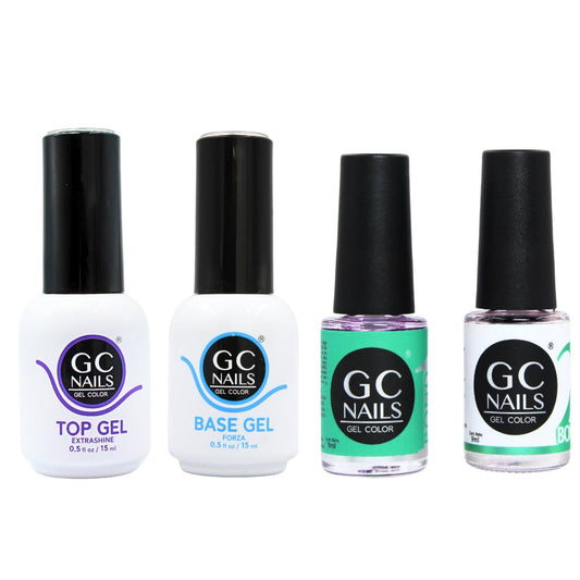 Gc Nails Gel Nails Set de Esmaltes para Aplicación Completa Base + Top Gel Novamore + Bond 1 Deshidratador + Bond 2 Adherente para Uñas Acrílicas o Gelish (4 piezas)