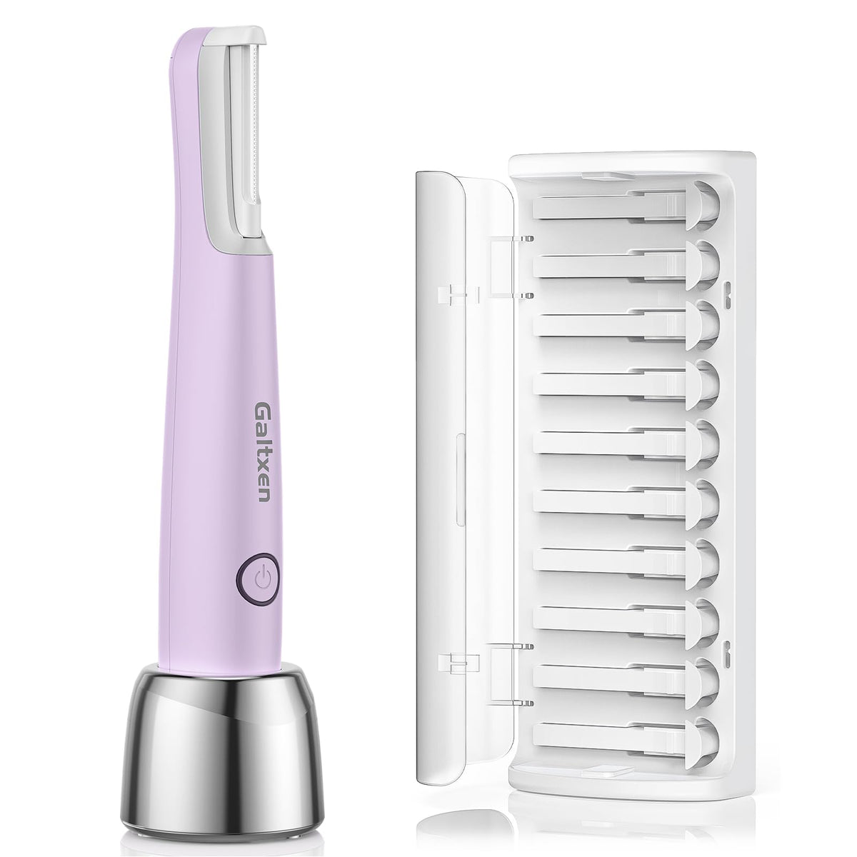 Sonic Dermaplaning Tool para mujeres, Recargable Dermaplane Razor Sonic Edge Tecnología para vello facial, exfoliante y pelusa de melocotón, 10 cuchillas de repuesto color morado